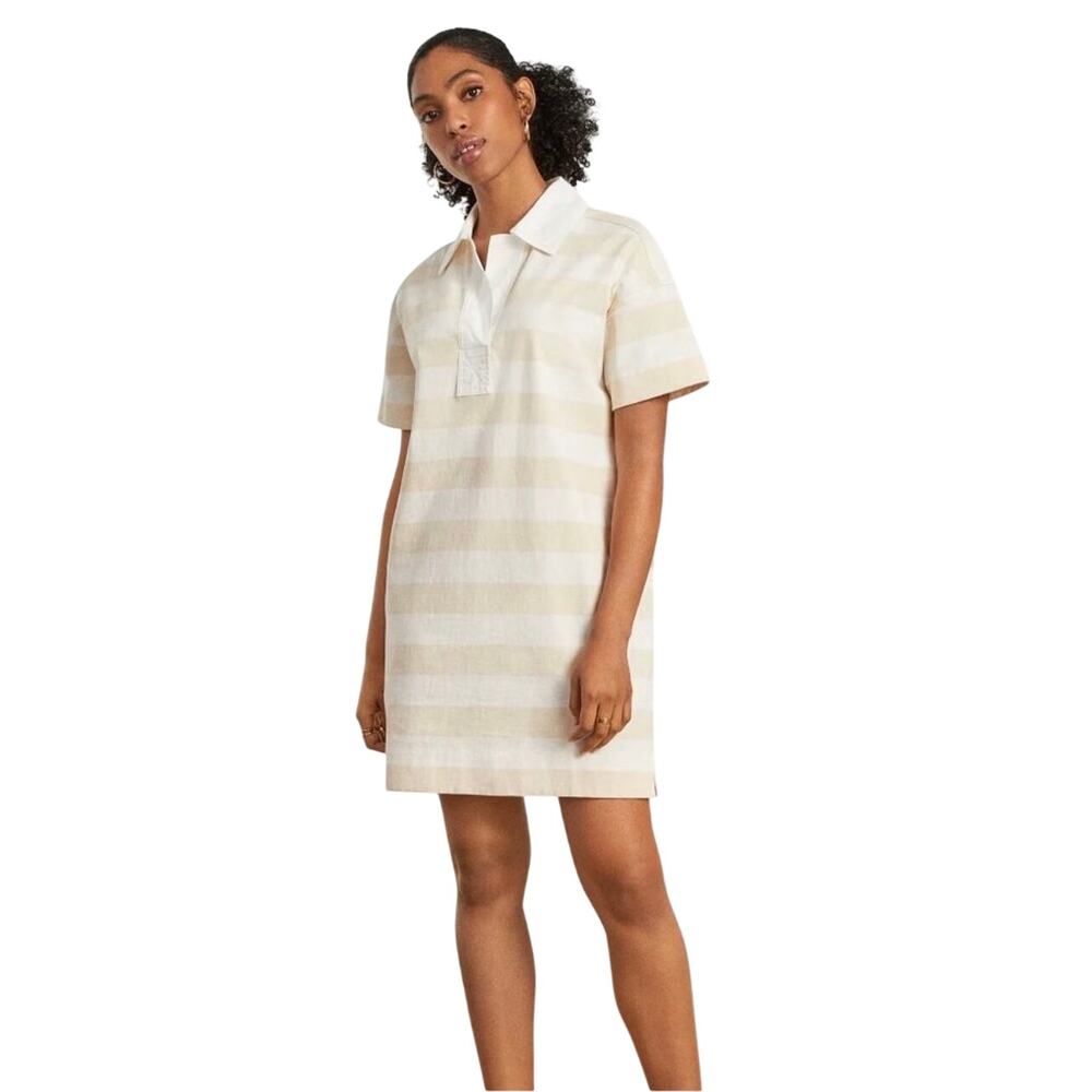 NWT EVERLANE Women’s Striped Pull Over Polo Short Sleeve Mini Dress